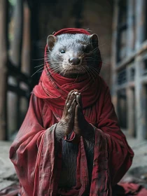 Otter Portrait in Monastic Attire