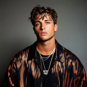 Young Man's Portrait with Modern Fashion