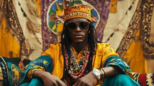 Vibrant Cultural Fashion and Accessories Portrait