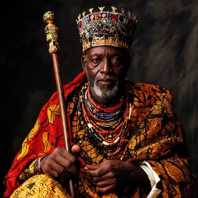 Elderly Royal Figure Adorned with Regal Attire