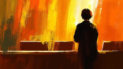 Expressionist Brushstrokes with Solitary Figure