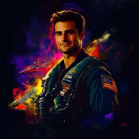 Colorful Pilot Portrait in Pop Art Style