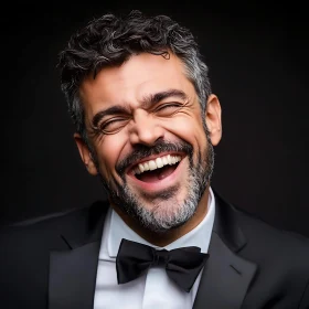 Happy Man in Tuxedo Laughing