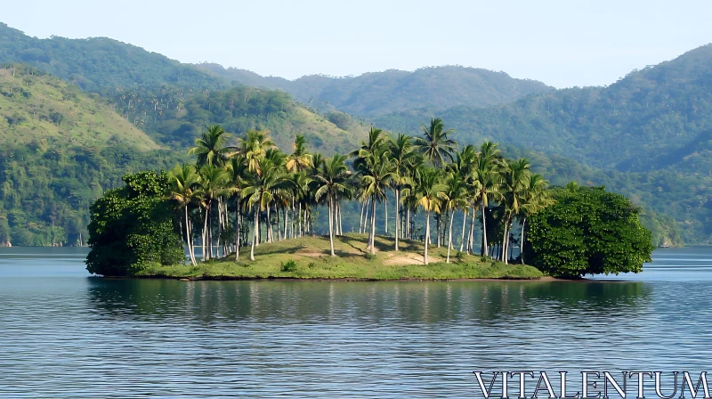 Tranquil Island Oasis with Palm Trees AI Image