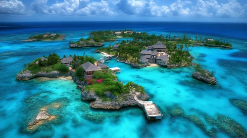 Aerial View of Exotic Tropical Island