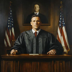 Judge Portrait in Courtroom Scenery