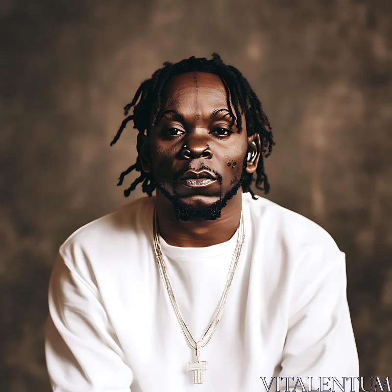 Portrait of Man with Dreadlocks and Jewelry AI Image