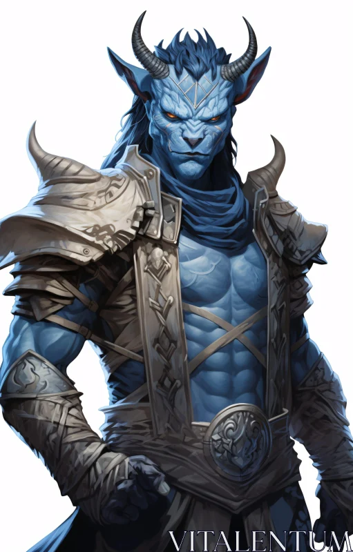 AI ART Mythical Blue Demon Warrior