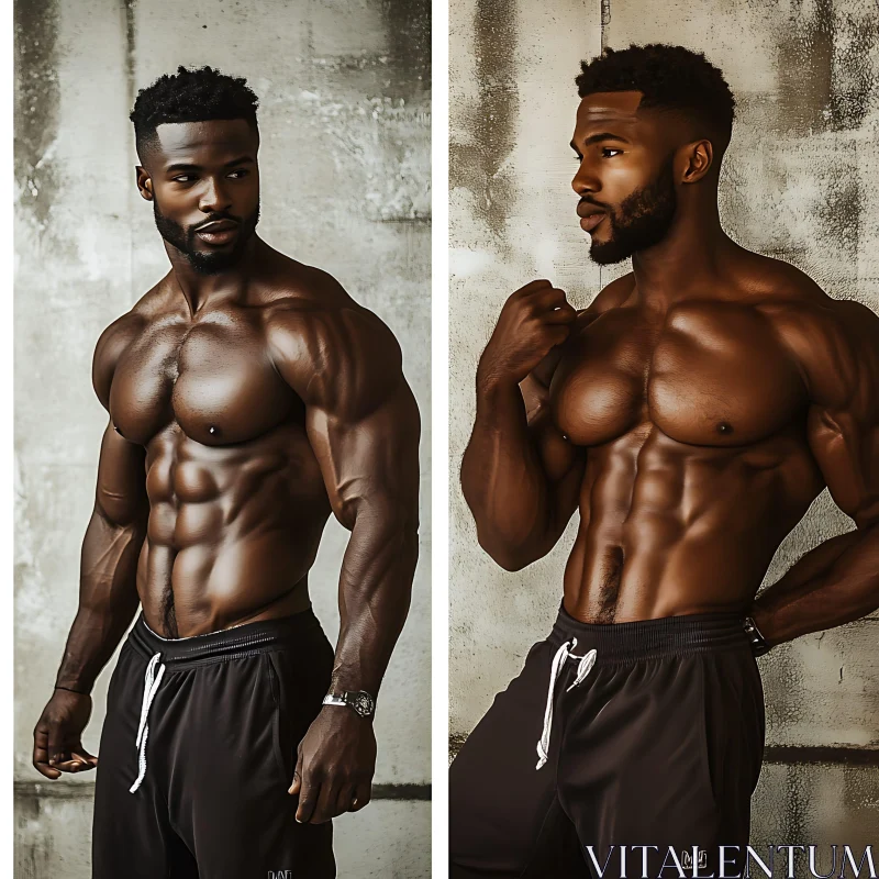 Shirtless Man with Defined Muscles in Athletic Pose AI Image