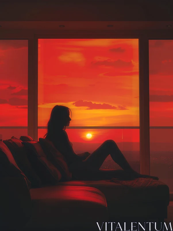 Sunset Silhouette in Relaxed Ambiance AI Image