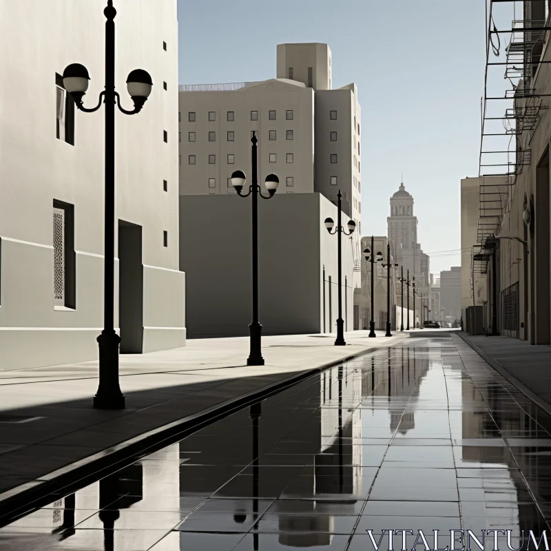 AI ART Serene Urban Reflection Scene