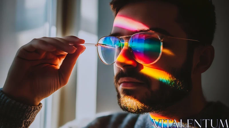 Colorful Light Reflections on Sunglasses AI Image