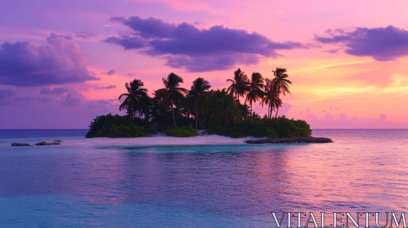 Tranquil Tropical Island at Sunset AI Image