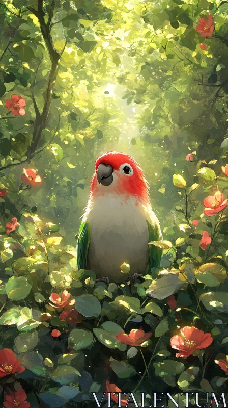 AI ART Vibrant Bird Amidst Lush Foliage