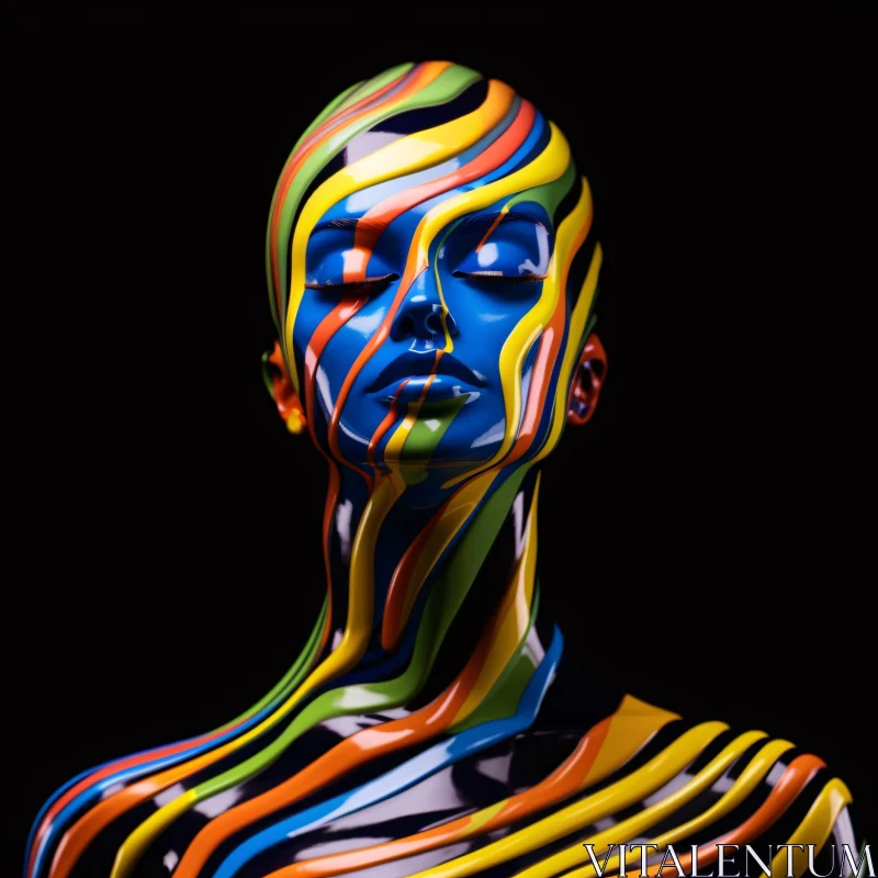 AI ART Colorful Ribbon Face Art