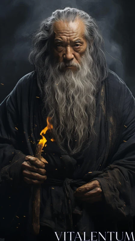 AI ART Mystical Elder with Fire