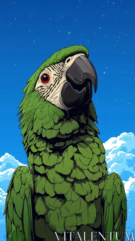 AI ART Colorful Parrot Art with Sky Background