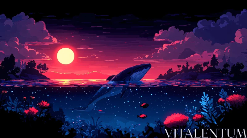 Majestic Whale at Sunset AI Image