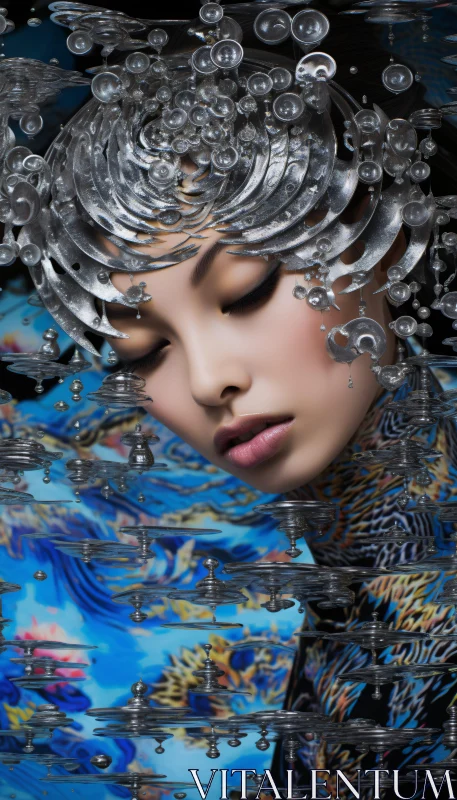 Futuristic Metallic Surrealism Art AI Image