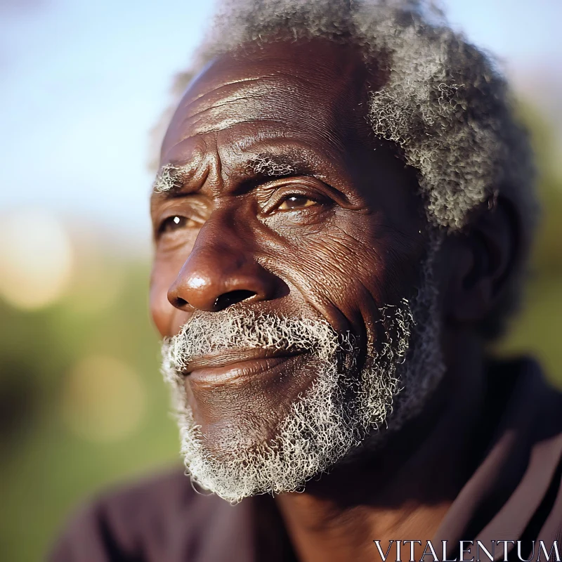 Elderly Man's Portrait Outdoors AI Image