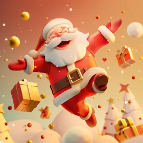 Animated Santa Claus Celebrating Christmas