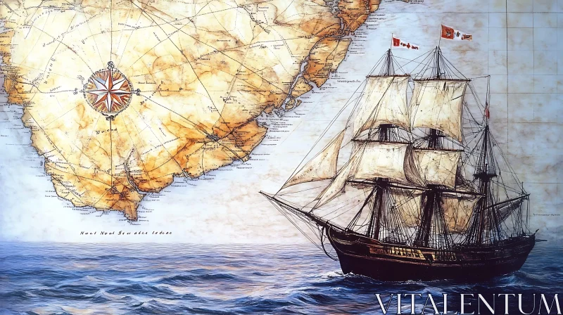 Historical Maritime Navigation Artwork AI Image