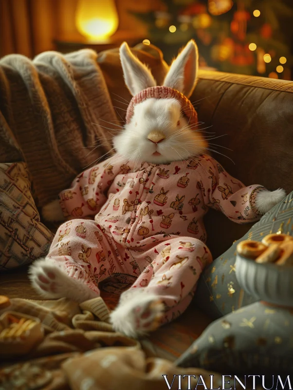 Adorable Bunny Relaxation Scene AI Image