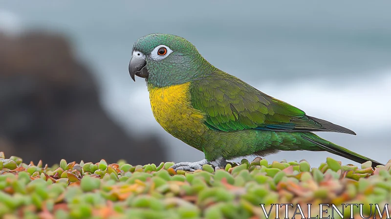 AI ART Colorful Bird Perched on Succulents