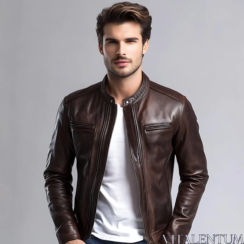 Modern Style Leather Jacket Outfit AI Image