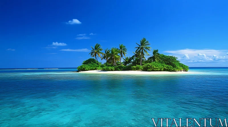 AI ART Lush Green Island Surrounded by Turquoise Ocean