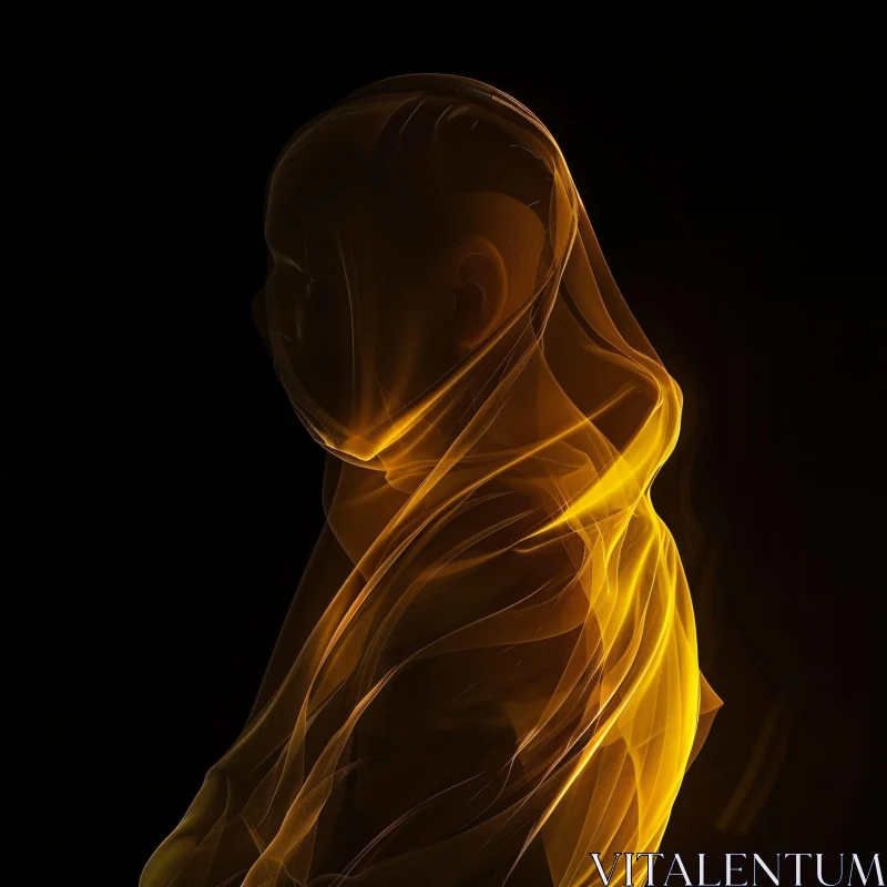 AI ART Golden Smoke Silhouette Art