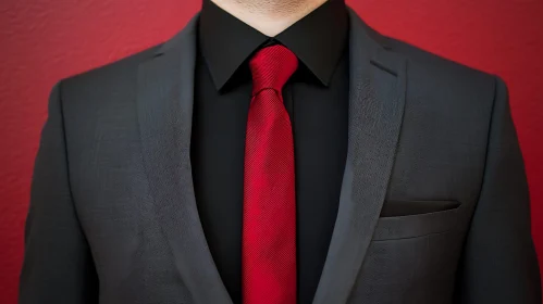 Stylish Grey Suit and Red Tie