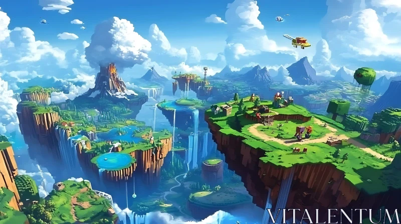 Floating Islands in a Dreamlike World AI Image