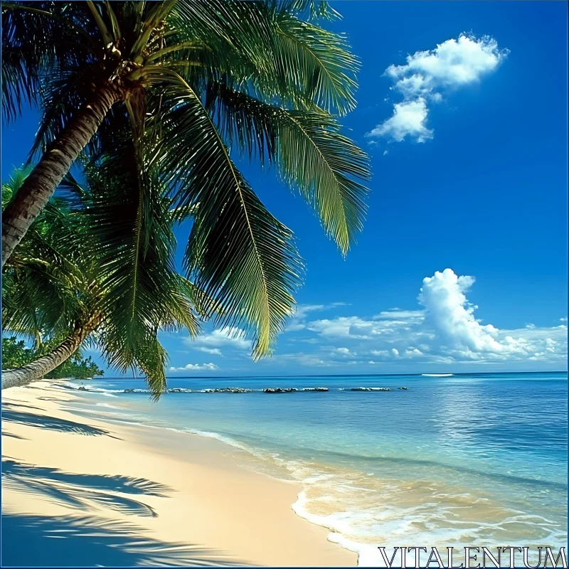 Picturesque Tropical Beach Scene AI Image