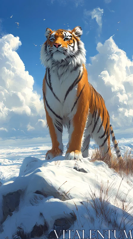 Tiger in Snow AI Image