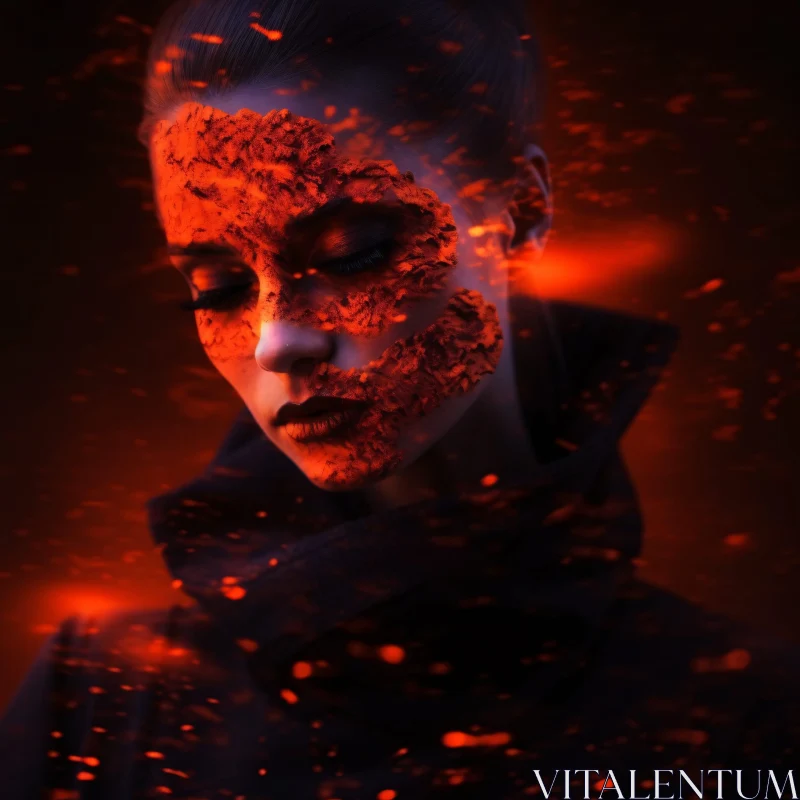 AI ART Fiery Woman Abstract Portrait