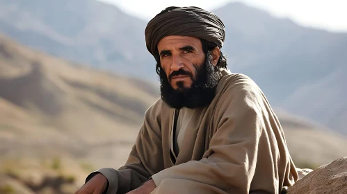 Mountain Man Portrait in Traditional Garb