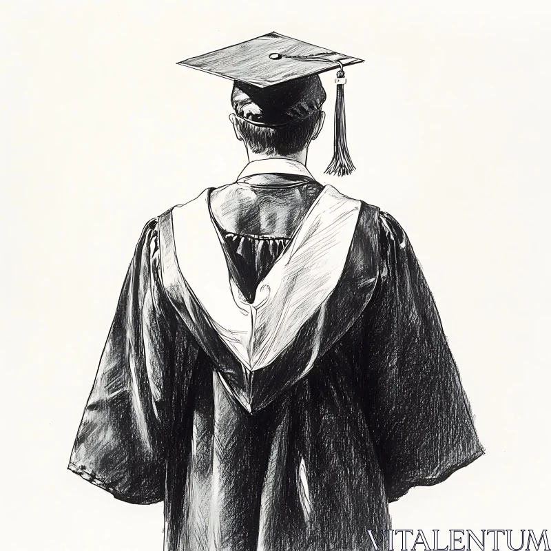 Back Portrait of Graduate in Academic Regalia AI Image