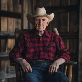 Elderly Cowboy in Rustic Setting