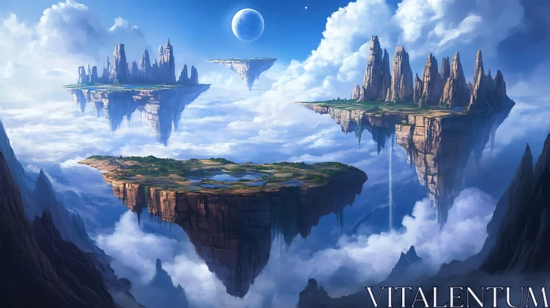 Mystical Floating Islands Landscape AI Image