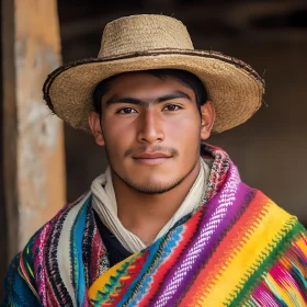 Traditional Man Portrait with Straw Hat