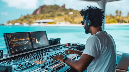 DJ at Beachside Mixing Console