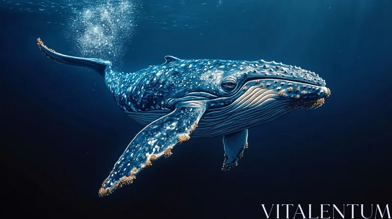 Graceful Underwater Whale AI Image