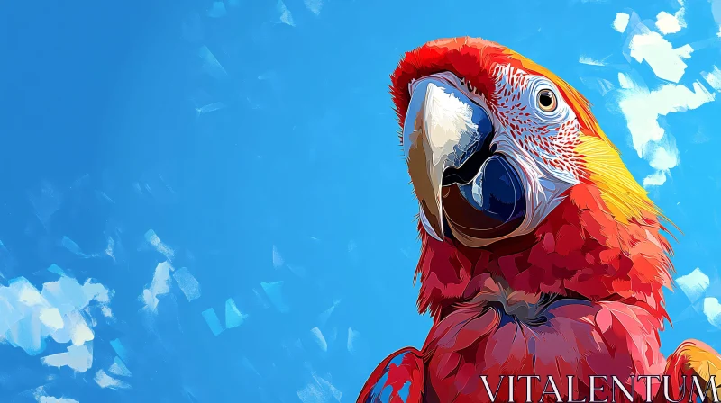 Colorful Parrot against a Blue Sky AI Image