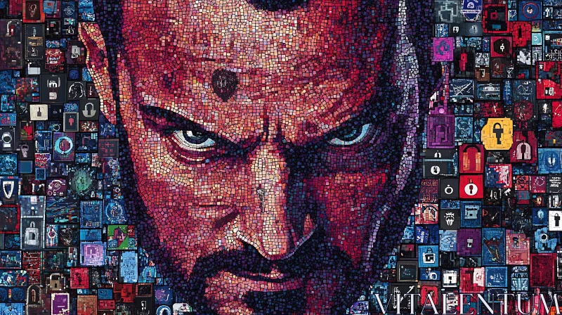 Vivid Mosaic Art of a Determined Man AI Image