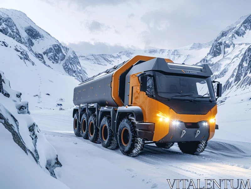 Innovative All-Terrain Vehicle in Winter Landscape AI Image