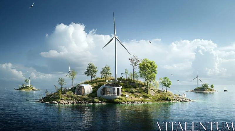 Eco-friendly Island Living Spaces AI Image