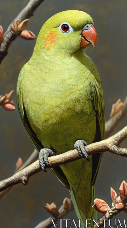 AI ART Colorful Parrot with Green Feathers