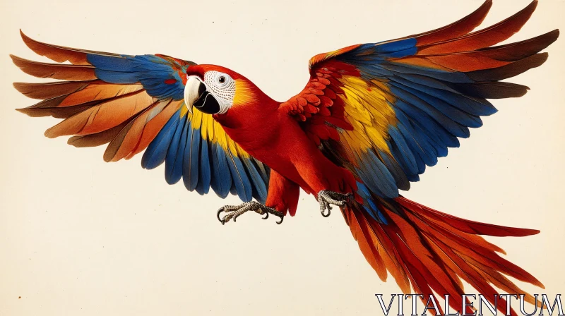 AI ART Colorful Parrot Soaring with Open Wings