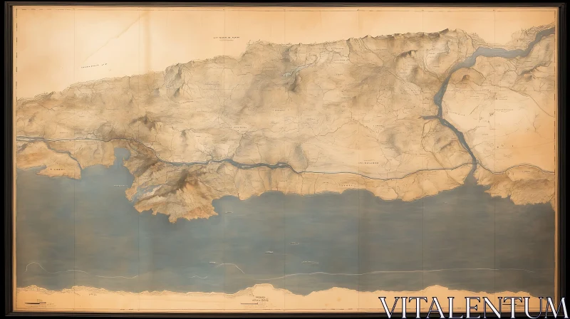 Detailed Historical Coastal Topography AI Image